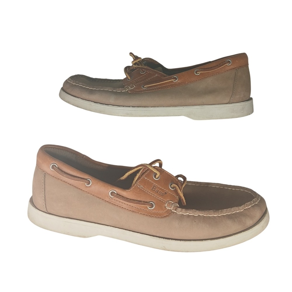 Bass Seafarer‎ 1517-230 Mens Leather Boat Shoes Size 9.5M